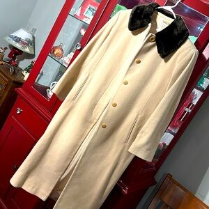 Talbots wool andAngora coat with fur trim collar. Gorgeous. SZ 10 petite.